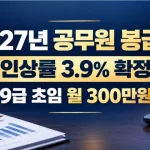 2027 공무원 봉급표 예상안: 3.9% 인상·경찰·소방 실수령액 총정리